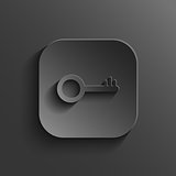 Key icon - vector black app button with shadow