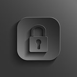 Lock icon - vector black app button with shadow