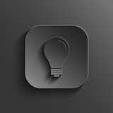 Light bulb icon - vector black app button with shadow