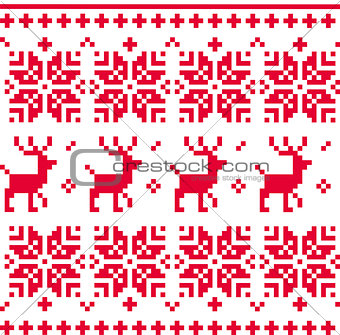 Nordic seamless knitted christmas pattern vector ( red )
