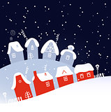 Winter Christmas snowing village