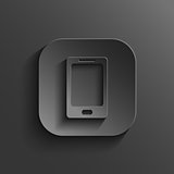 Smartphone icon - vector black app button with shadow