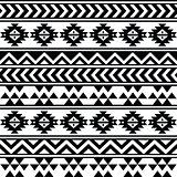 Aztec tribal seamless black and white pattern