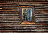 Window old wooden church built of