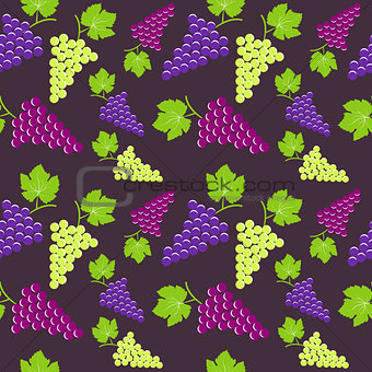 Seamless vintage background with bunch of grapes
