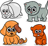 cartoon cute pets animals set