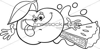 apple and pie cartoon coloring page