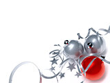 Christmas balls and decorations of red and silver colors