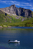 Motor boat in fjord