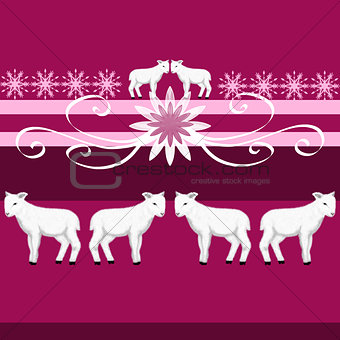 Border with a white lamb