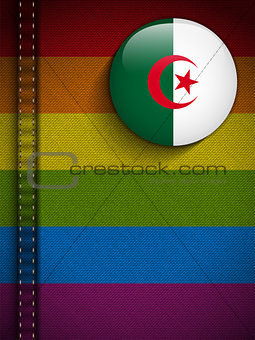 Gay Flag Button on Jeans Fabric Texture Algeria