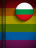 Gay Flag Button on Jeans Fabric Texture Bulgaria