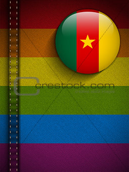 Gay Flag Button on Jeans Fabric Texture Cameroon