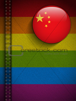 Gay Flag Button on Jeans Fabric Texture China