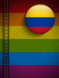 Gay Flag Button on Jeans Fabric Texture Colombia