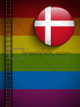 Gay Flag Button on Jeans Fabric Texture Denmark