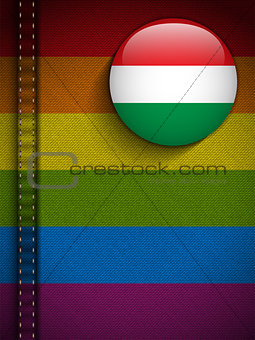 Gay Flag Button on Jeans Fabric Texture Hungary