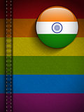 Gay Flag Button on Jeans Fabric Texture India
