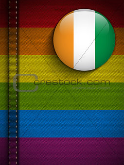 Gay Flag Button on Jeans Fabric Texture Ireland