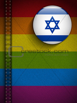 Gay Flag Button on Jeans Fabric Texture Israel