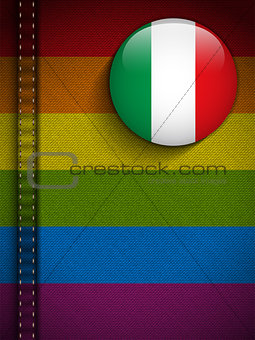 Gay Flag Button on Jeans Fabric Texture Italy