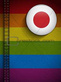 Gay Flag Button on Jeans Fabric Texture Japan