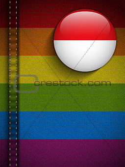 Gay Flag Button on Jeans Fabric Texture Monaco