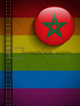 Gay Flag Button on Jeans Fabric Texture Morocco
