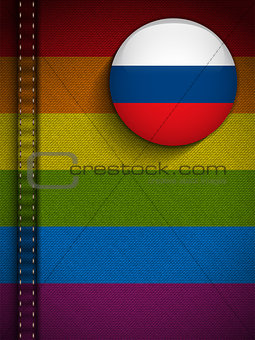 Gay Flag Button on Jeans Fabric Texture Russia