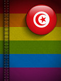 Gay Flag Button on Jeans Fabric Texture Tunisia