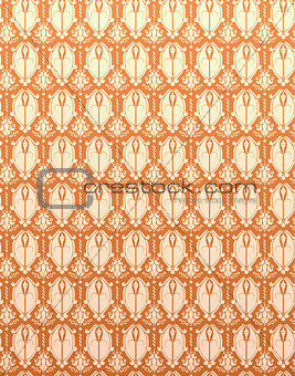 Seamless Pattern Orange Yellow Retro Damask Flower Background