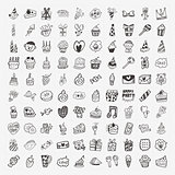 100 Doodle Birthday party icons set