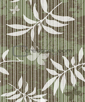 Seamless grungy pattern with leaves