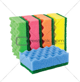 Sponges for cleaning, isolated on white background