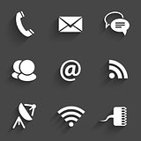 Modern communication signs on dark gray