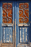 wooden door vintage metal frame