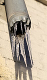 icicles on a drainpipe