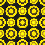 Black and yellow colored retro seamless vector pattern with circles