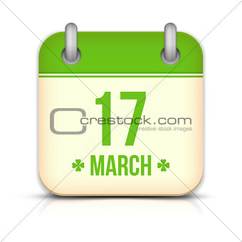 Saint Patrick's day calendar icon with reflection