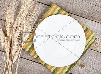 Empty plate on wood table