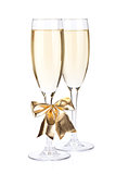Champagne glasses with bow decor