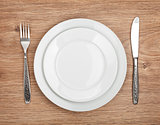 Empty plate and silverware set