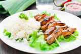 Grilled marinated pork with rice