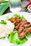 Grilled marinated pork with rice