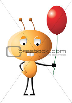 Funny cartoon character on white background.