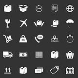 Shipping icons on black background