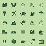Shipping icons on green background