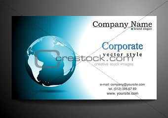 Vector business card design with globe