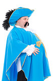 Musketeer in turquoise blue uniform