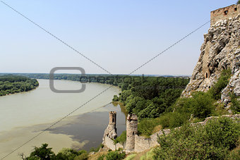 Devin castle Towers, View to Danube and Morava Rivers
